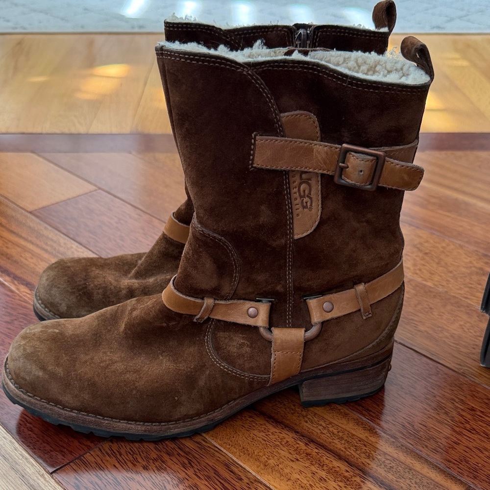 UGG Suede Boots with Buckle Detail